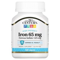 21st Century (21st 센추리) 철분 65mg 120정, 120개