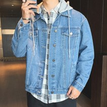 [최저가]남성 캐주얼 후드탈부착 데님자쳇 청자켓 2color