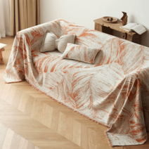 유럽 사계절 공용 면 마 분위기 감성 소파풀커버, 180*180cm, 뤼센-오렌지