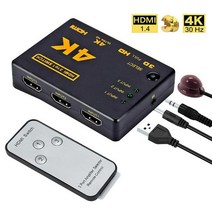 4K 2K 3x1 HDMI 호환 케이블 분배기 HD 1080P 비디오 스위처 어댑터 Xbox PS4 DVD PC 노트북 tv용 3 입력 1 출력 포트 허브, [01] Black