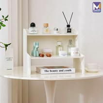 MCOMPANY 책상위 인테리어 화장품 정리대 수납 진열대 2단 화이트 다용도 스탠드 선반 방꾸미기 미니 보조 간이 드레스룸 향수 공간 활용 홈데코 장식대 [수납정리 베스], 베스(단품), 1개