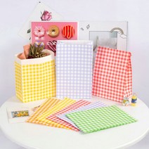 신신 체크 종이봉투 50장 유치원 어린이집 회사 간식 답례품 포장, 빨강(50장)