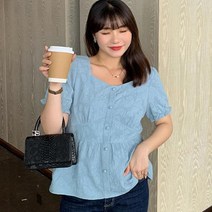 [바보사랑] 빅사이즈 여름 반팔 블라우스 시원한 소재 귀여운 숏셔츠[라라리빠 글로벌]