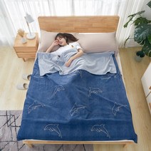 휴대용 호텔 침낭 여행용 숙박 초경량 침대 라이너 시트 이불 침대커버, F 80x210cm, H 돌고래
