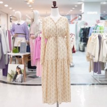 에이비에프지 브이넥 플라워 패턴 옐로우 원피스 HISFX1O45C1