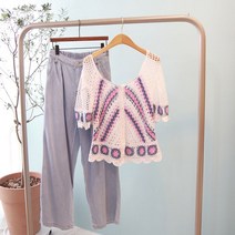 모조로브 / 여름 코바늘 손뜨개 펀칭 니트가디건