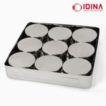 이디나 보존식용기 12. 스텐사각보존용기 원형 9p 대, 9개