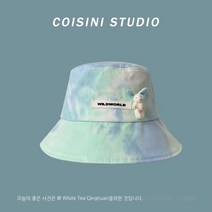 디자이너 스타일 앙증맞은 그라데이션 곰 벙거지 모자 자녀 여름 자외선 차단 레터링 와펜 벙거지