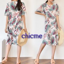 chicme 시크미 [시크미]여성 야자수 프릴 원피스 여자 플라워 여름원피스