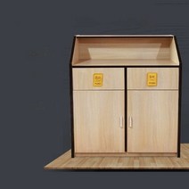 페스트푸드 반납대 리턴테이블 셀프 정리대 우드 매대, 플랫탑 티크 컬러 더블 캐비닛 대형