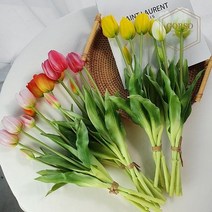 [장식망고튤립인테리어꽃] 더클리 고르소 망고 튤립 조화 5송이 인테리어 꽃다발, 선택완료
