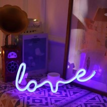 카페 조명 야외 실내 캠핑 딸기 모양 테이블 네온 사인 램프 침대 머리맡 야간 크리스, love Blue B