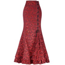 벨벳 롱 스커트 플리츠 캉캉 주름 여성 고딕 빈티지 빅 아 steampunk 레이스 업 계층 프릴 피쉬 테일 인어 드레스 중세 의상