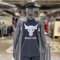 [언더아머] NC강남점 시원하고 편안한 남성 프로젝트 락 브라마 불 탱크 나시 티셔츠 블랙 1373787-[001]