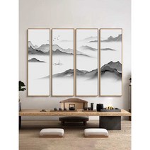 긴 세로 동양화 중국 긴 그림 산수화 사무실오픈선물, B 모델 일출동진 30X90X4 노랑나무
