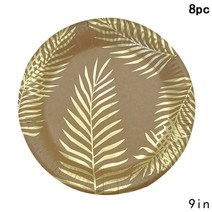 물결종이컵 크라프트종이컵 크래프트용기 브론징 팜 리프 일회용 식기 크래프트 종이 접시컵, 짙은 회색