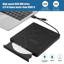 광학디스크 드라이브USB 3.0 및 유형 C DVD 드라이브 CD 버너 드라이버 무료 고속 읽기 쓰기 레코더 외부 D, 한개옵션0