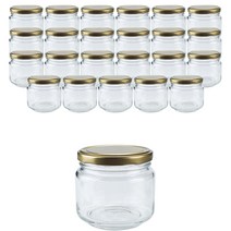 유리병 잼병 수제청 밀폐용기 낮은형 L-500 (24개입 1박스), 골드, 24개, 물가득 400ml