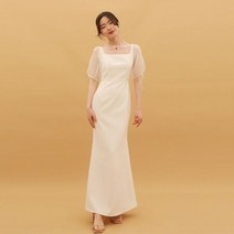 화이트 스퀘어넥 머메이드 2부드레스 브라이덜샤워 원피스 셀프웨딩촬영 파티 드레스 피로연원피스 스몰웨딩