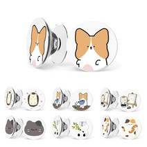 wavestudio 핸드폰 스마트톡 강아지 캐릭터 휴대폰 손잡이 그립 홀더 3단 팝업 높이 조절 톡, 1개, 화이트_홍자의 하루_멍 홍자