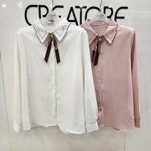 끄레아또레 코사지 탈부착 멋스런 여성스런 블라우스