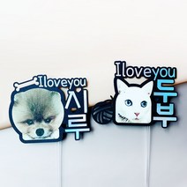 귀욤 애완얼굴 토퍼제작 댕댕이 야옹이 집사 생일파티용품 강양이 생파장식 메세지픽 반려인, 그외