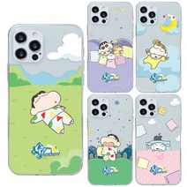 페블 LG V40 케이스 V409 V40 짱구는 못말려! 굿나잇 디자인 클리어 투명 젤리 휴대폰 케이스