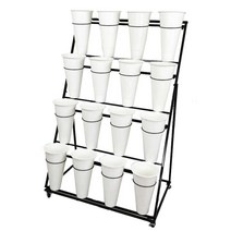 꽃집진열대 계단식 화분 정리대 스탠드 철제 꽃다발, 2 3 단 (6 흰색 배럴 포함)