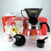 KONO식 코노 커피 사이폰 명문 드리퍼 4인용 세트 컬러 핸들 MD-40BK 블랙