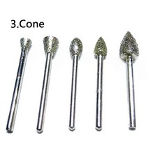 오캄라곰 드릴비트 Dremel 로타리 타일면치기 용 라운드 다이아몬드 그라인딩 휠 6 개 화강자동차콘솔쿠션, 03 No3  Cone