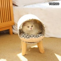 앤디앤코 고양이 하우스 침대 요기쏘 체크 원목 터널 침대, 단품