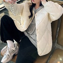 퀄팅 라운드넥 노카라 누빔 여성 숏 패딩 점퍼 겨울 아우터