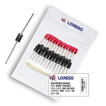 LORESO 1N5822 Diode Pack of 25 - Schottky Blocking Barrier Rectifier Diodes Axial 5822 1N5822 40V 3, 1, 25 Piece
