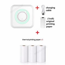 레이저각인기 HD 미니 휴대용 무선 감열식 포토 라벨 프린터 블루투스 연결 포켓 iOS/안드로이드용 200d, 06 C15-Blue and 3 white