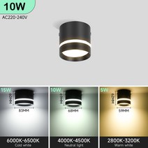 인테리어 천장 거실 벽 간접 매립형 조명 Led Downlight 천장 스포트 라이트 220V 5/10/15/25/35W 표면 아래로 빛 자리 Led 램프 거실 욕실 주방에 대 한, Type D 10W, Cold White_CHINA | White Body