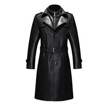 남자명품코트 Duberess Mens 더블 칼라 롱 트렌치코트 롱 가죽 자켓 점퍼 (S-5XL)