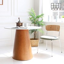 끌레오 씨티 2인용 포세린 세라믹 원형 식탁 카페 티테이블 800 CL445, 800파이 화이트 세라믹, 월넛