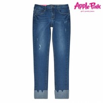 [애플핑크] 롤업 기모 스키니 오비 데님팬츠 (APP9O702GSU)