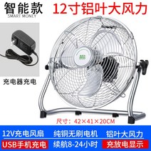 산업용 고출력 앉은뱅이 선풍기 인치 대형 상업용, 실버12인치스마트무단계속도조절4000mAh