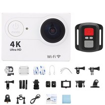 액션캠 4k 미니 스포츠 카메라 와이파이 2.0 인치 스크린 170d 수중 헬멧 방수 액션 카메라 비디오 녹화 야외 미니 카메라, 화이트 텔레컨트롤, 32g 카드