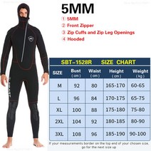 프리 다이빙 서핑 슈트프리미엄 3MM/5MM 네오프렌 잠수복 남성 전문 운동 선수 여성 딥 스쿠버 다이빙 슈, 02 SBT-1528R WETSUIT_05 XL