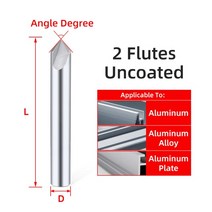 드릴 비트 카바이드 모따기 밀링 텅스텐 스틸 CNC V자형 라우터 2 및 3 엔드 120 °, 80.D8x60L - Uncoated 2F - 90 d, 80.D8x60L - Uncoated 2F - 90 d