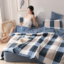 4계절체크킹사이즈이불 이불 먼지없는 여름 침구 차렵이불