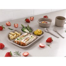 올인원 브런치 식판 나눔 옥수수 내열 그릇 다이어트식판 성인용식판 소식 식판 세트 안주 캠핑 피크닉 어린이집식판 칸칸접시 4절접시 4칸 3칸 아기간식그릇 사각 직사각, 5P 기프트세트(그레이) 2P