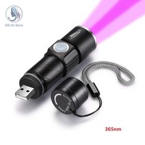보라색 빛 손전등 365 395nm UV 휴용 LED 자외선 토치 줌 개폐식 램프 옥 감지기, 02 365nm