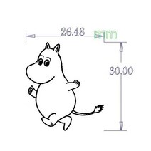 떡도장 베이킹인두 3cm 불도장제작 모형 현품 불도장만들기 인두도장, 벤딩핸들+3cm패턴(하마2)