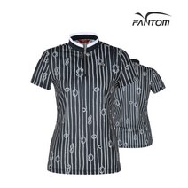 팬텀 골프 fantom여성 밧줄 패턴 집업 반팔 티셔츠 F22102TH098_BK, 100, BK