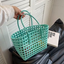위글위글젤리백 해변 밀짚 캐주얼 피크닉 여름 휴가 비치 바구니 휴대용 캠핑 여성용 가방