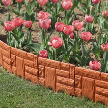 울타리 펜스 정원 야외마당 텃밭 펜스 담장울타리 울타리 안뜰 울타리 옹벽 채소밭 61, 벽돌 레드 폭 24 높이 22cm 6 개 총 길이