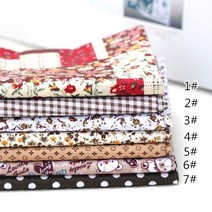 누빔원단 벨보아 털 원단다채로운 코튼 원단 천 바느질 패치 워크 7 개 25x25cm 모듬 사전 컷 지방 분기, 01 Coffee